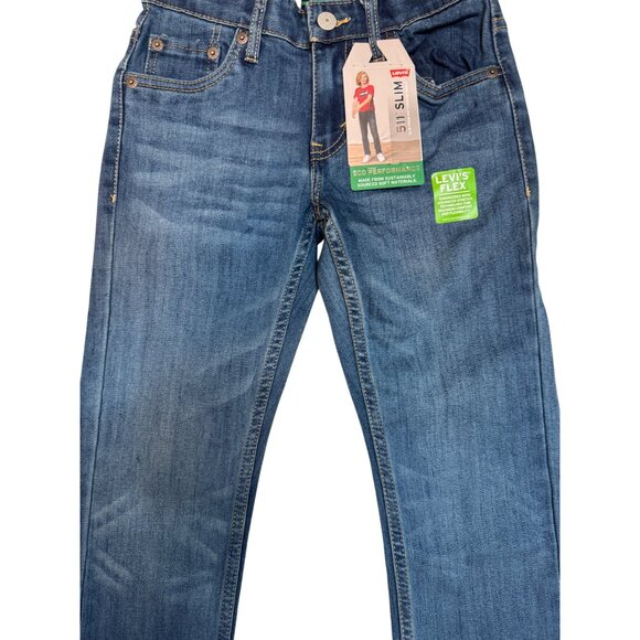 NWT Levis 511 Slim Fit Boys 8 Jeans 24X25 NWT Stretch Eco Performance Denim Blue - Picture 4 of 14
